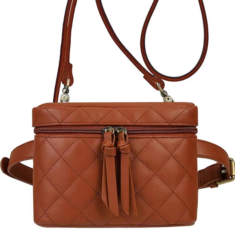 ECOSUSI Fanny Pack Belt Bag for Women Waist Bag Quilted Vegan Leather Crossbody